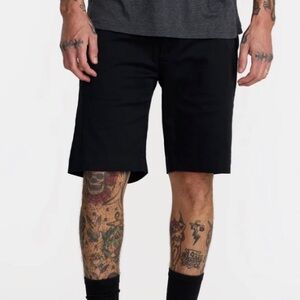 $60 Men's RVCA Black WEEKEND FIT 20” Cotton Stretch Shorts Sz 30